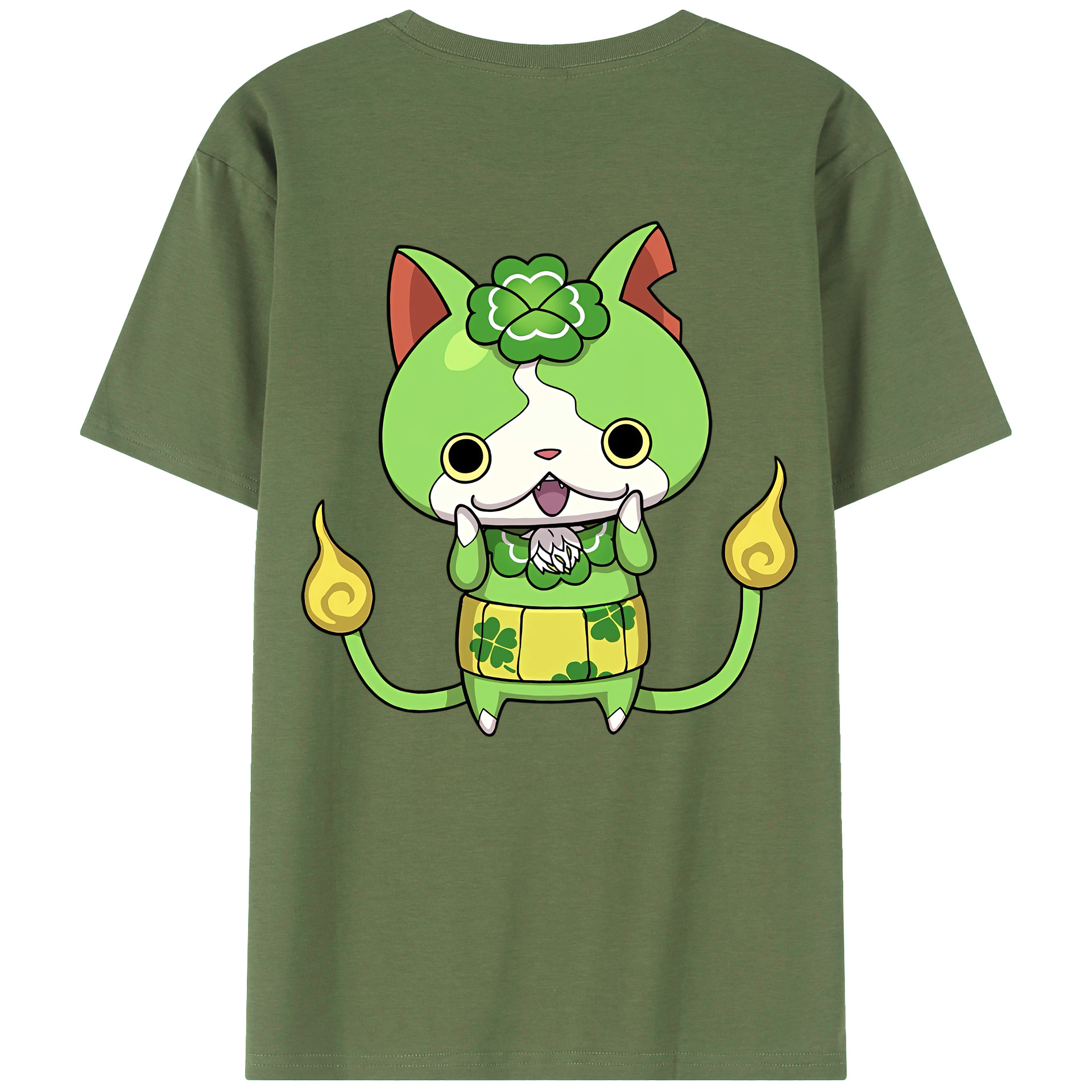 （画像用） 妖怪ウォッチ Yo-kai Watch 綿100％ メンズ半袖Tシャツ（バックプリント） 通気性